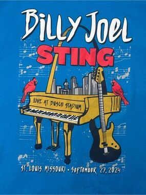 Royal Apparel Billy Joel Sting Live At Busch Stadium Graphic T-shirt XL 23”
